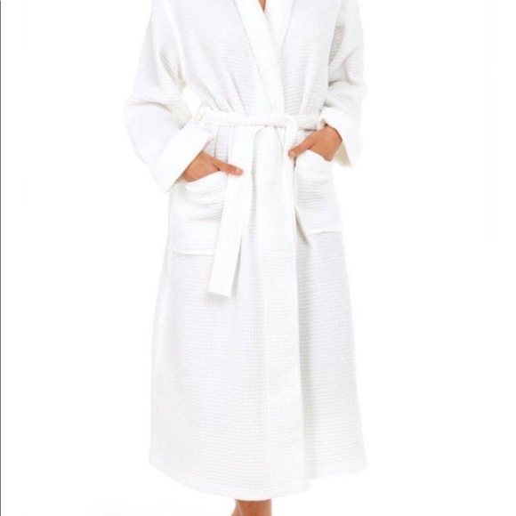 Mansfield Hotel& Spa 50" Kayanna Waffle Spa Robe 100% Cotton in White OS - Picture 1 of 7